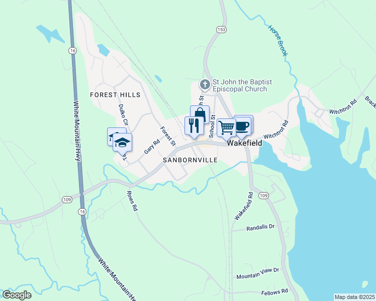 map of restaurants, bars, coffee shops, grocery stores, and more near 132 Meadow Street in Wakefield