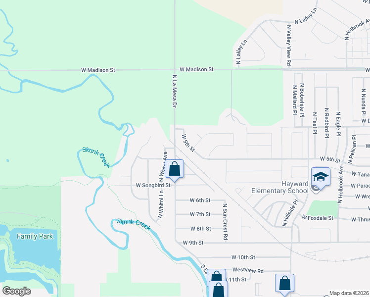 map of restaurants, bars, coffee shops, grocery stores, and more near 600 North La Mesa Drive in Sioux Falls