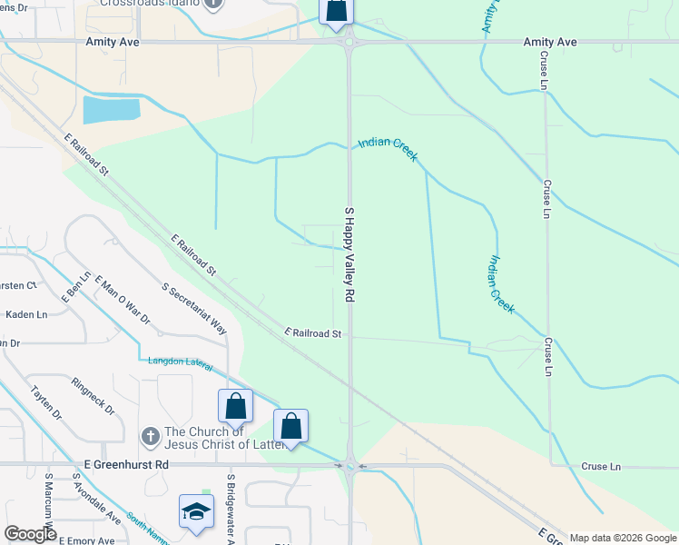 map of restaurants, bars, coffee shops, grocery stores, and more near 1526 South Happy Valley Road in Nampa