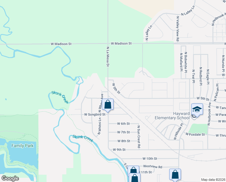 map of restaurants, bars, coffee shops, grocery stores, and more near 600 North La Mesa Drive in Sioux Falls