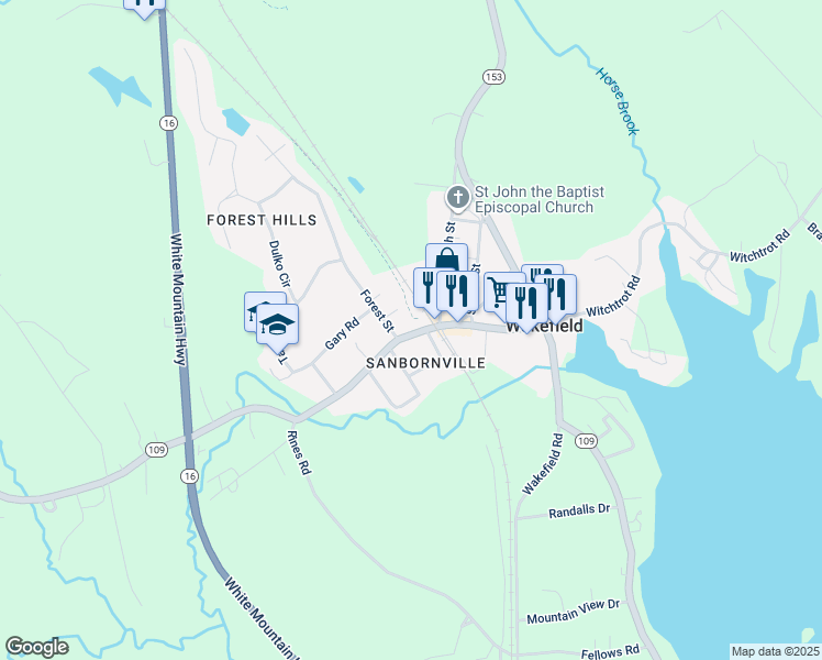 map of restaurants, bars, coffee shops, grocery stores, and more near 132 Meadow Street in Wakefield
