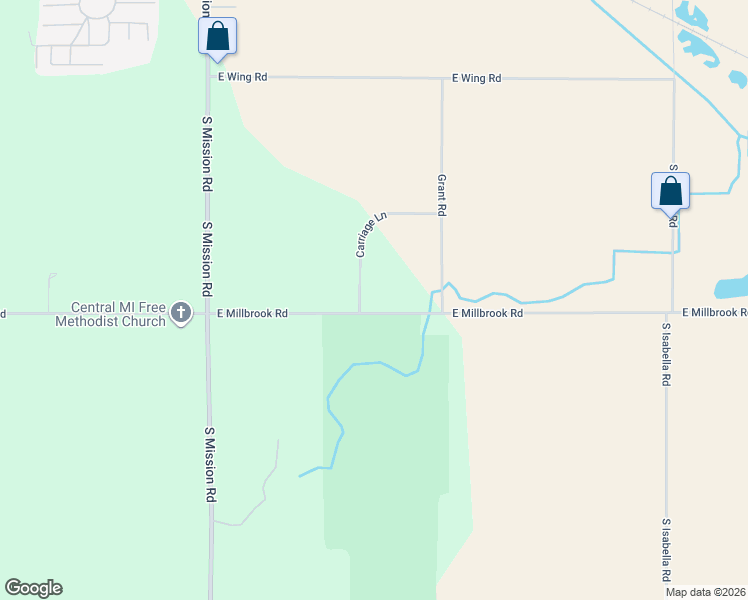 map of restaurants, bars, coffee shops, grocery stores, and more near 4381 East Millbrook Road in Mount Pleasant