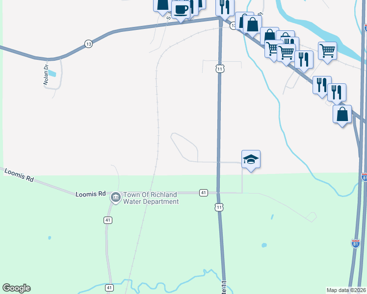 map of restaurants, bars, coffee shops, grocery stores, and more near 1895 County Road 41 in Pulaski
