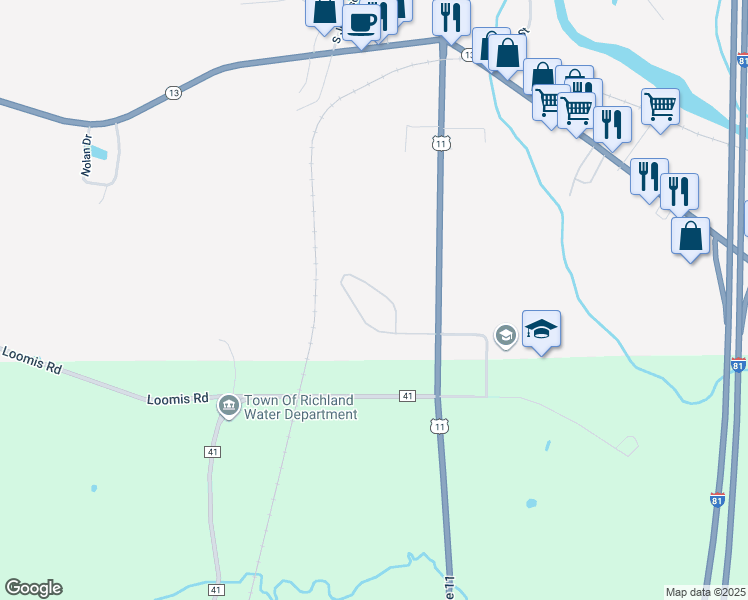 map of restaurants, bars, coffee shops, grocery stores, and more near 1895 County Road 41 in Pulaski