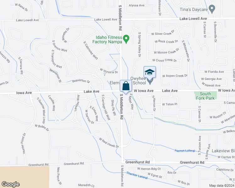 map of restaurants, bars, coffee shops, grocery stores, and more near 11027 Iowa Avenue in Nampa