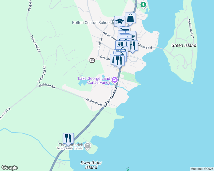 map of restaurants, bars, coffee shops, grocery stores, and more near 16 Heritage Village in Bolton
