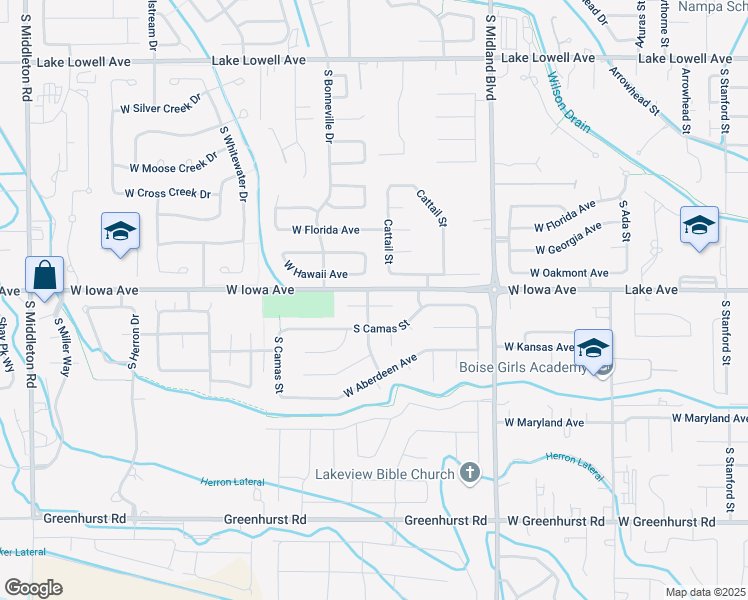 map of restaurants, bars, coffee shops, grocery stores, and more near 1326 West Hasket Circle in Nampa