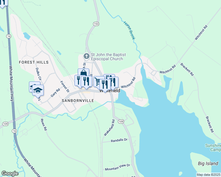 map of restaurants, bars, coffee shops, grocery stores, and more near in Wakefield