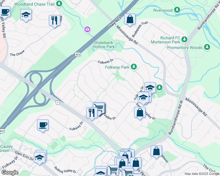 map of restaurants, bars, coffee shops, grocery stores, and more near 4148 Wheelwright Crescent in Mississauga