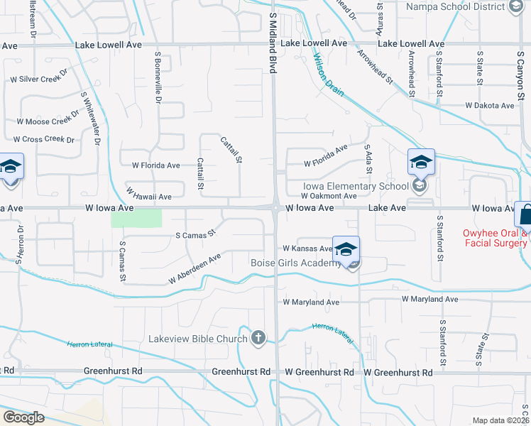 map of restaurants, bars, coffee shops, grocery stores, and more near 1010 West Teton Avenue in Nampa
