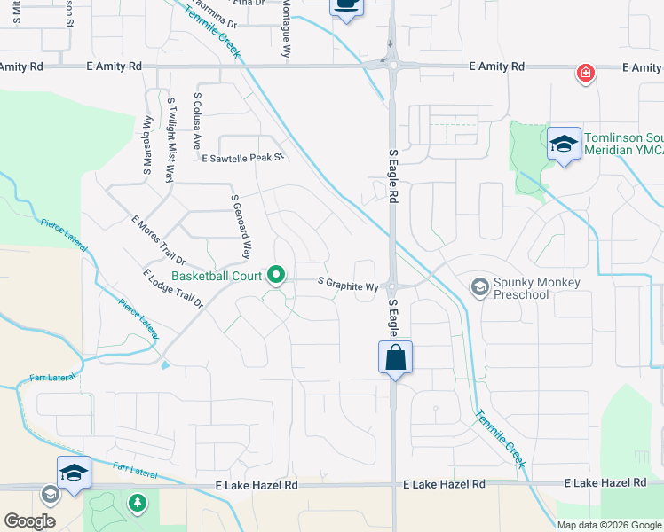 map of restaurants, bars, coffee shops, grocery stores, and more near 2941 East Mores Trail Drive in Meridian