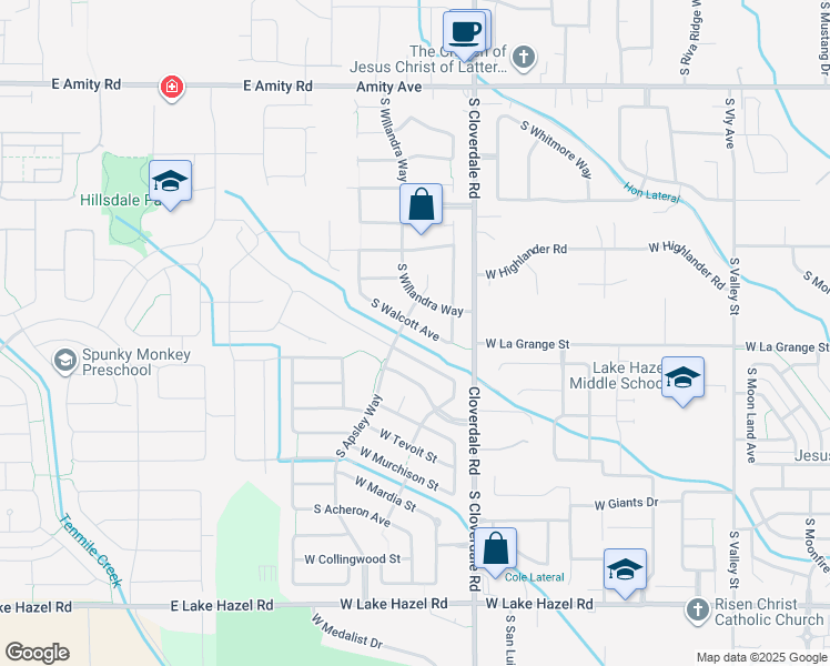 map of restaurants, bars, coffee shops, grocery stores, and more near 12377 West La Grange Street in Boise