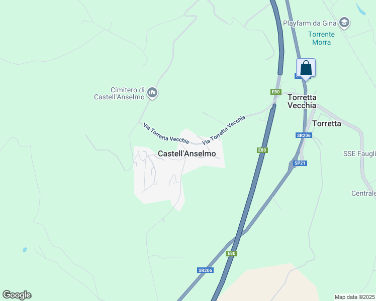 map of restaurants, bars, coffee shops, grocery stores, and more near 50 Via delle Corti in Castell'anselmo