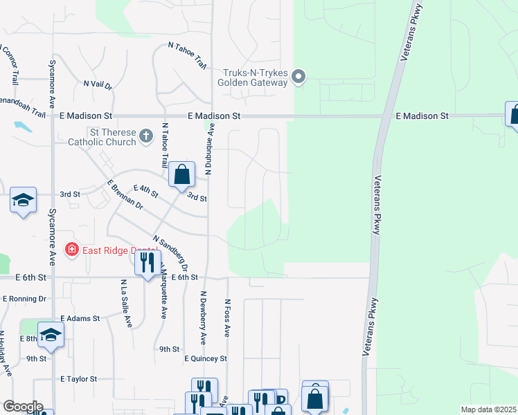 map of restaurants, bars, coffee shops, grocery stores, and more near 5500 East 6th Street in Sioux Falls