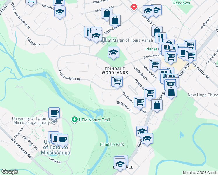 map of restaurants, bars, coffee shops, grocery stores, and more near 3166 Flynn Crescent in Mississauga
