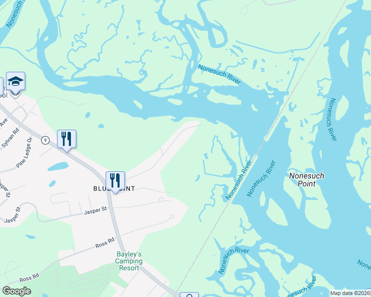 map of restaurants, bars, coffee shops, grocery stores, and more near 53 Seaveys Landing Road in Scarborough