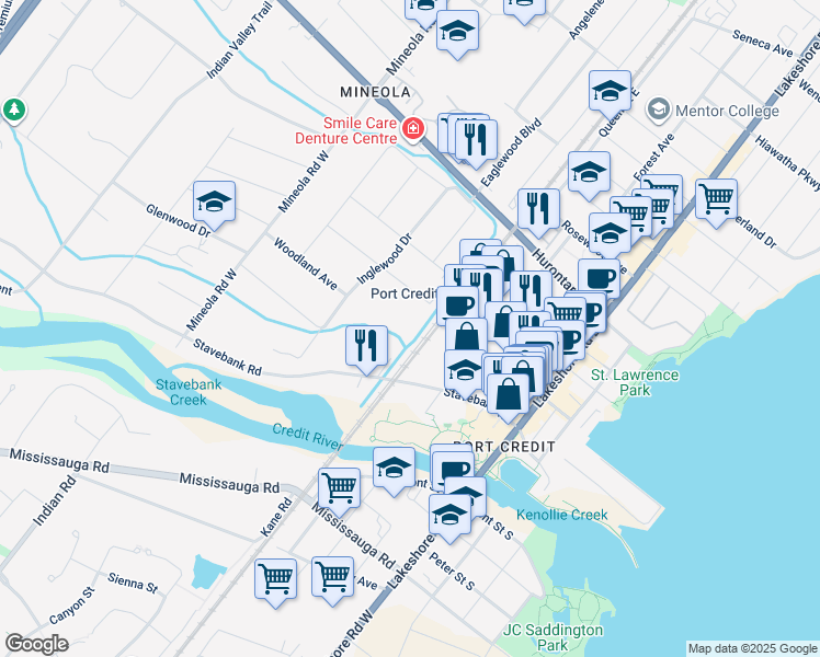 map of restaurants, bars, coffee shops, grocery stores, and more near 1176 Mona Road in Mississauga
