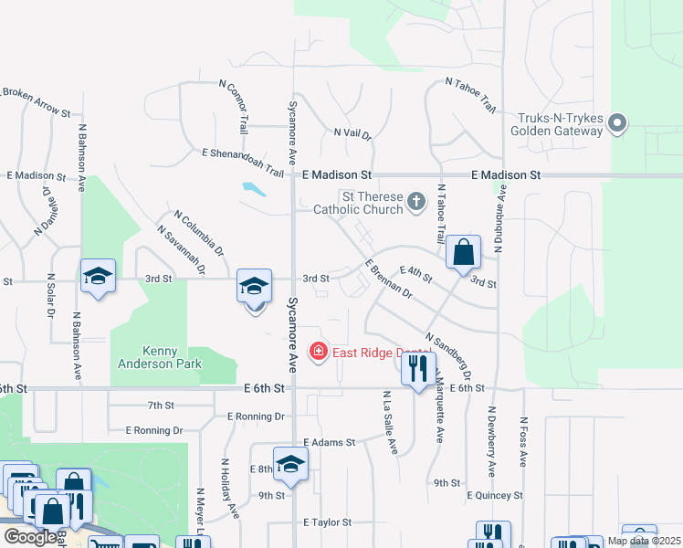 map of restaurants, bars, coffee shops, grocery stores, and more near 4620 East Brennan Avenue in Sioux Falls