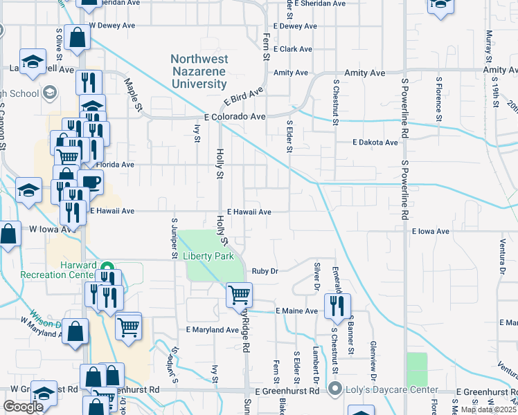 map of restaurants, bars, coffee shops, grocery stores, and more near 818 East Hawaii Avenue in Nampa