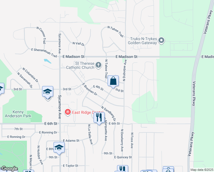 map of restaurants, bars, coffee shops, grocery stores, and more near 4901-4999 E 3rd St in Sioux Falls