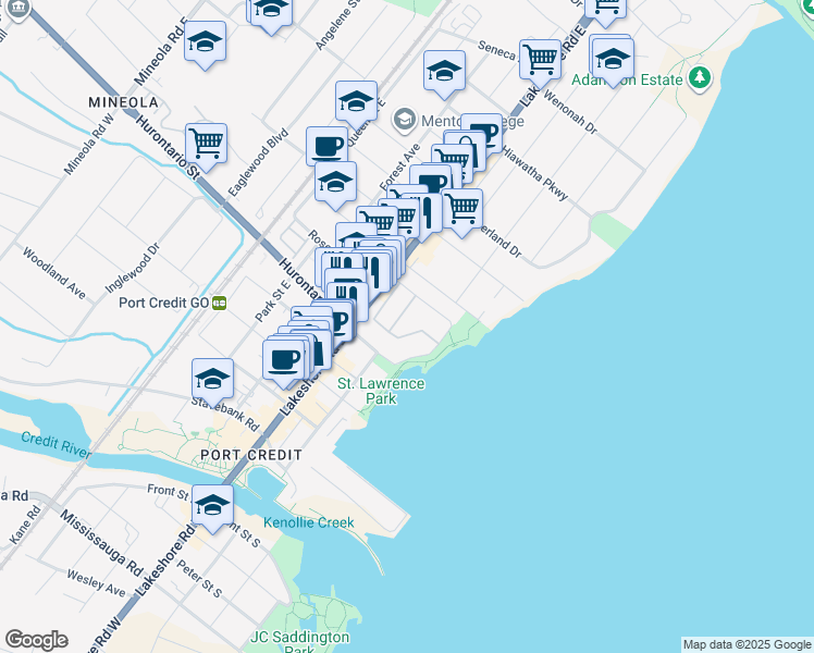 map of restaurants, bars, coffee shops, grocery stores, and more near 100 Compass Way in Mississauga