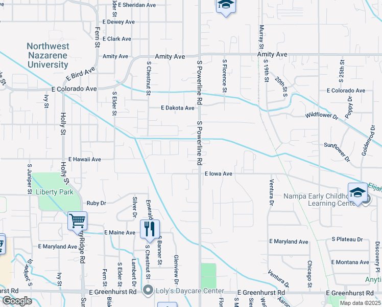 map of restaurants, bars, coffee shops, grocery stores, and more near 1165 South Powerline Road in Nampa
