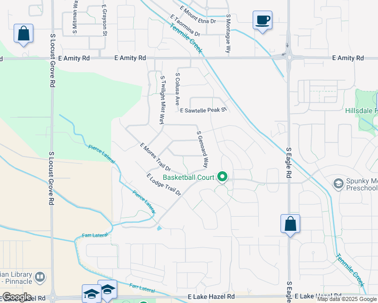 map of restaurants, bars, coffee shops, grocery stores, and more near 2546 E La Grange Dr in Meridian