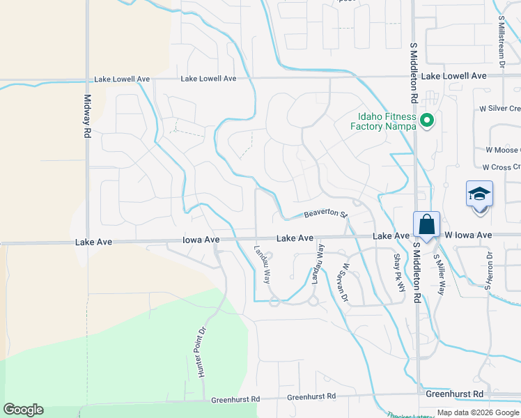 map of restaurants, bars, coffee shops, grocery stores, and more near 12568 Beaverton Street in Nampa