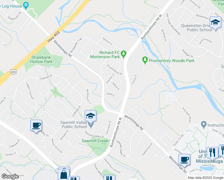 map of restaurants, bars, coffee shops, grocery stores, and more near 1800 Fifeshire Court in Mississauga