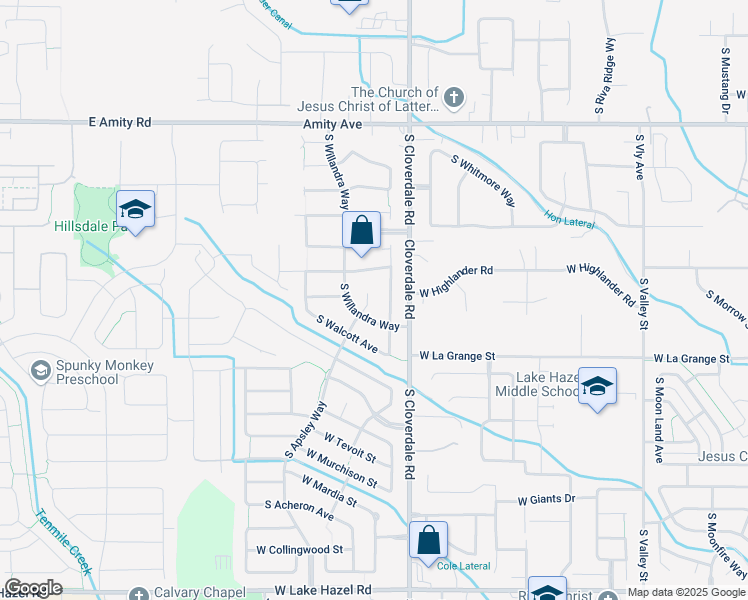 map of restaurants, bars, coffee shops, grocery stores, and more near 5223 South Staaten Avenue in Boise