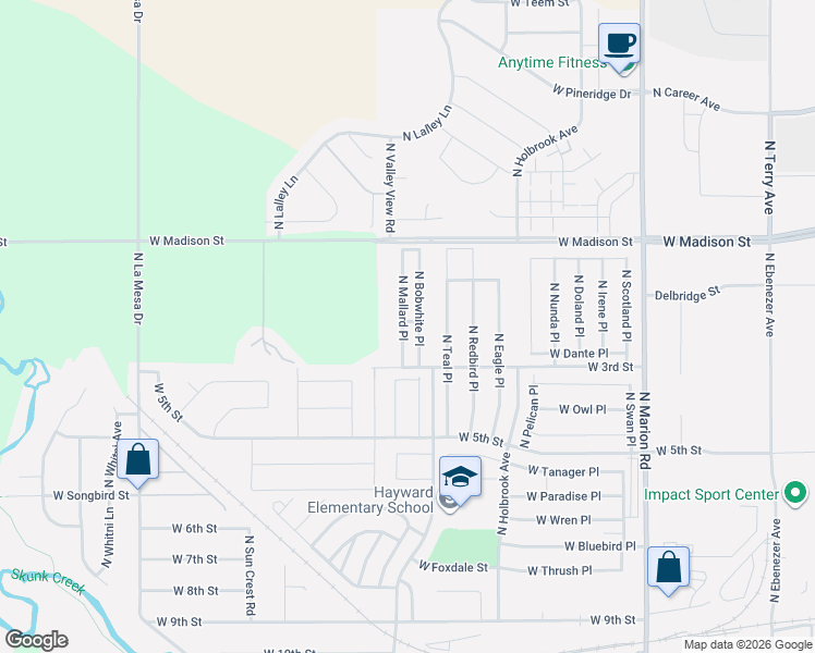 map of restaurants, bars, coffee shops, grocery stores, and more near 807 Mallard Place in Sioux Falls
