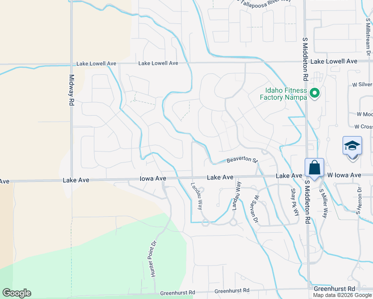 map of restaurants, bars, coffee shops, grocery stores, and more near 12568 Beaverton Street in Nampa