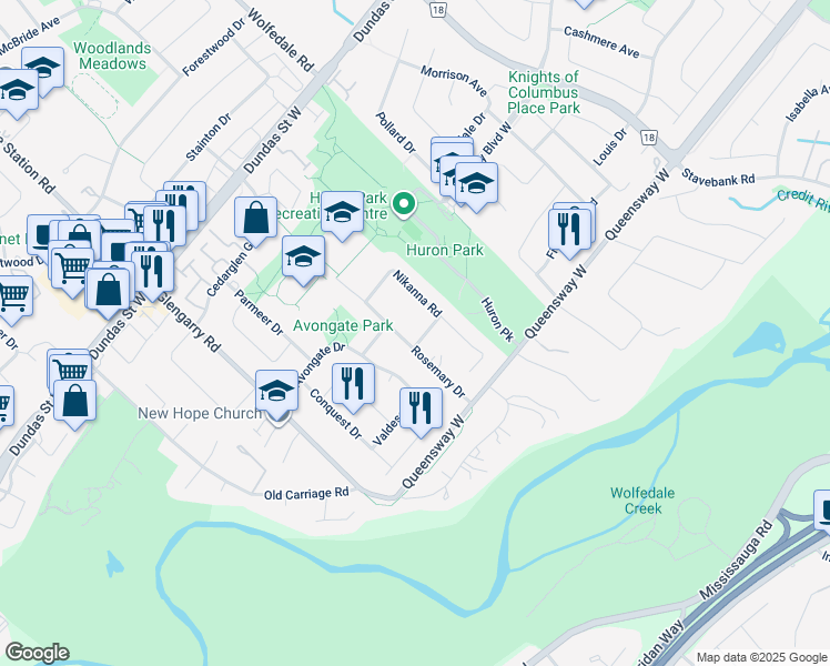 map of restaurants, bars, coffee shops, grocery stores, and more near 919 Sami Street in Mississauga