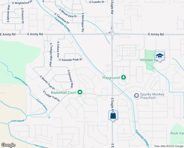 map of restaurants, bars, coffee shops, grocery stores, and more near 5486 South Bentwaters Way in Meridian