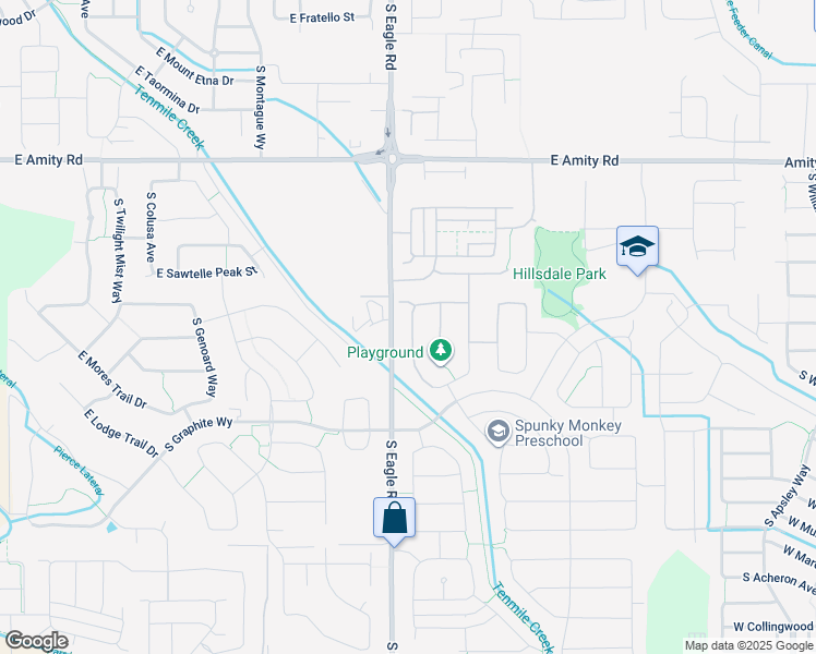 map of restaurants, bars, coffee shops, grocery stores, and more near 5268 South Palatino Avenue in Meridian