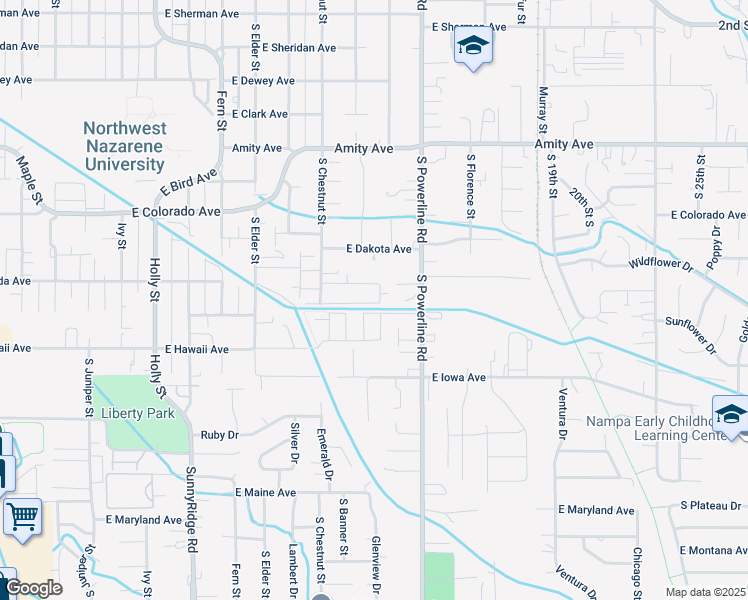 map of restaurants, bars, coffee shops, grocery stores, and more near 1388 East Sharons Loop in Nampa