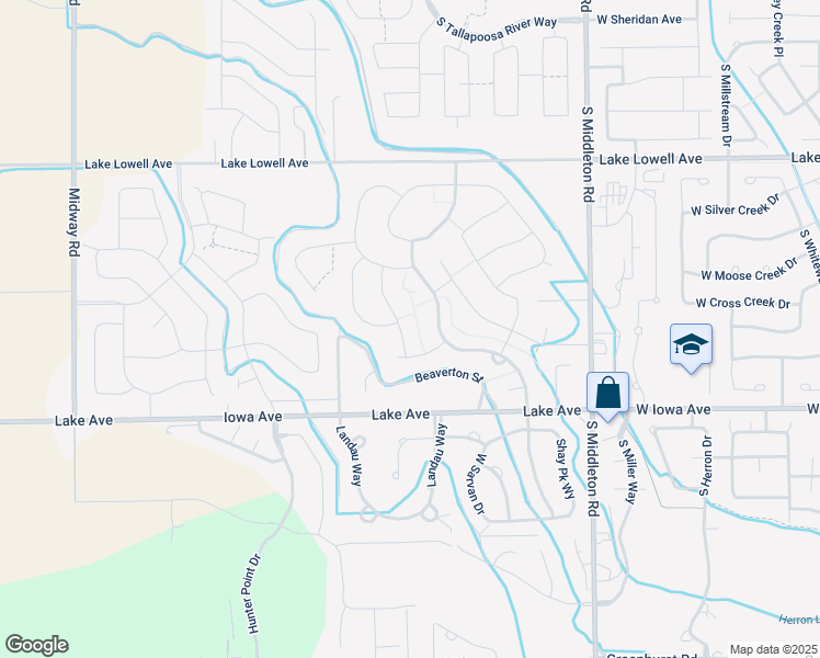 map of restaurants, bars, coffee shops, grocery stores, and more near 12718 South Conveyance Way in Nampa