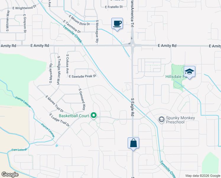 map of restaurants, bars, coffee shops, grocery stores, and more near 5205 S Eagle Rd in Meridian
