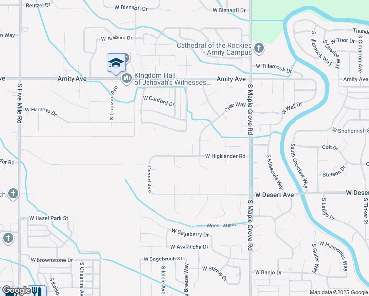 map of restaurants, bars, coffee shops, grocery stores, and more near 9466 West Highlander Road in Boise
