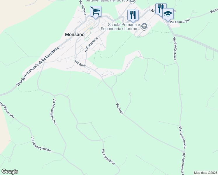 map of restaurants, bars, coffee shops, grocery stores, and more near 10 Via Aroli in Provincia di Ancona