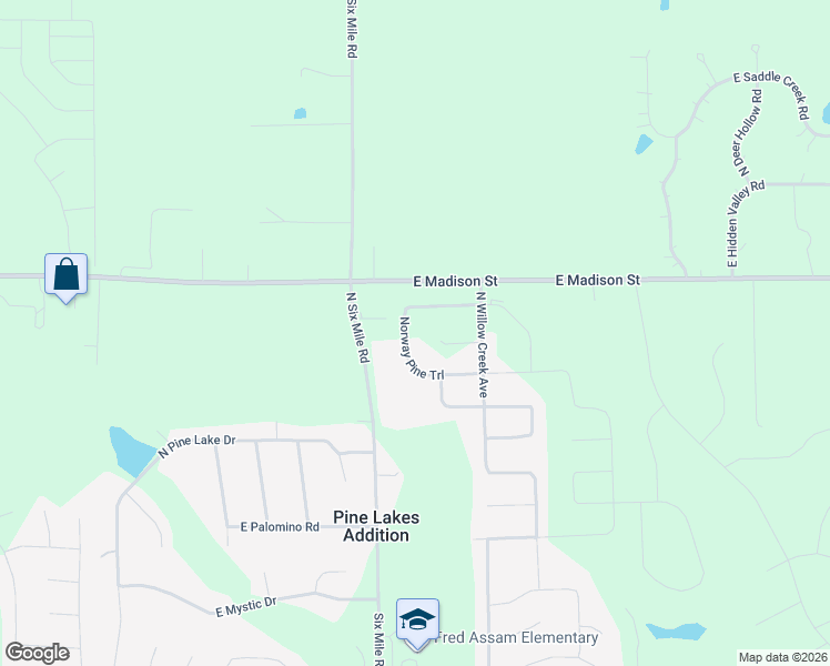 map of restaurants, bars, coffee shops, grocery stores, and more near 1204 North Six Mile Road in Sioux Falls