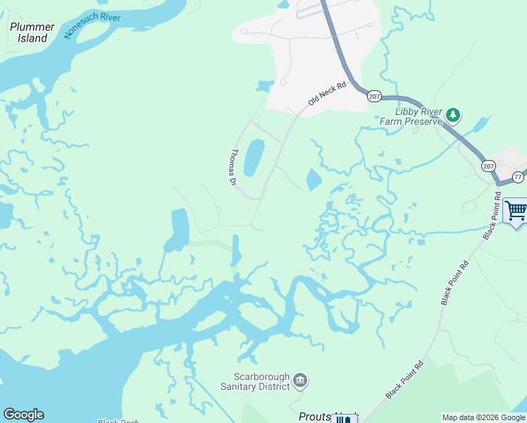map of restaurants, bars, coffee shops, grocery stores, and more near 39 Old Neck Road in Scarborough