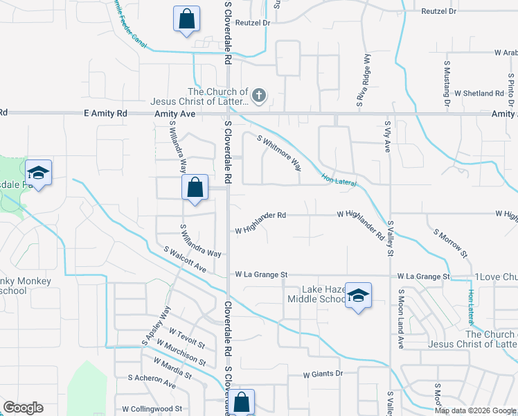 map of restaurants, bars, coffee shops, grocery stores, and more near 12012 West Highlander Road in Boise