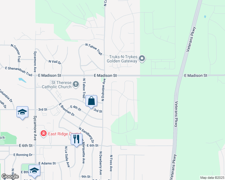 map of restaurants, bars, coffee shops, grocery stores, and more near East Revere Drive in Sioux Falls