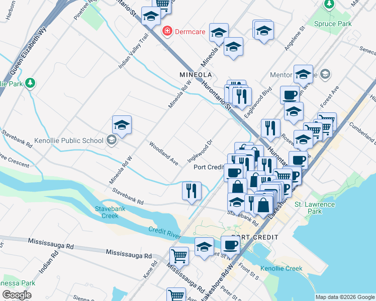 map of restaurants, bars, coffee shops, grocery stores, and more near 1236 Mona Road in Mississauga