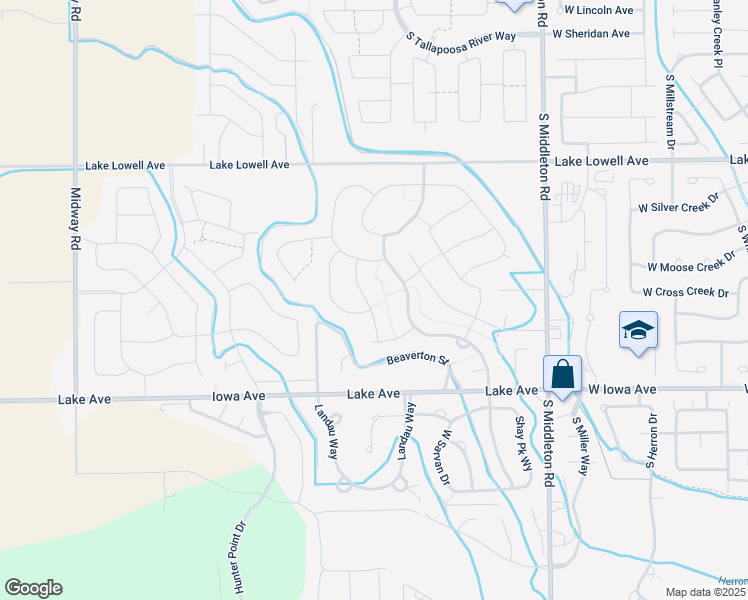 map of restaurants, bars, coffee shops, grocery stores, and more near 12718 South Conveyance Way in Nampa