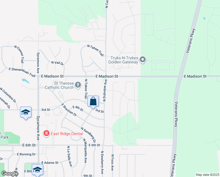 map of restaurants, bars, coffee shops, grocery stores, and more near N Dubuque Ave in Sioux Falls