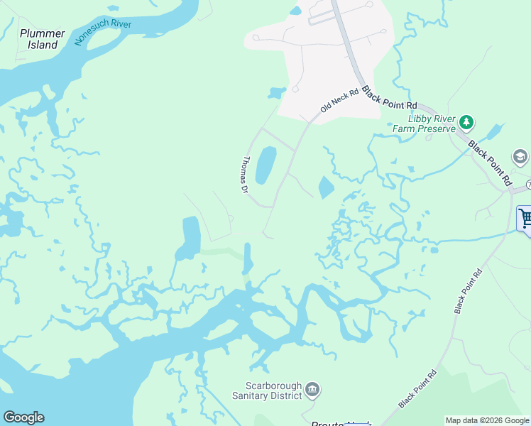 map of restaurants, bars, coffee shops, grocery stores, and more near 39 Old Neck Road in Scarborough