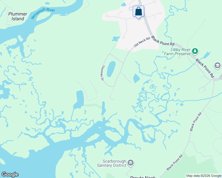 map of restaurants, bars, coffee shops, grocery stores, and more near 39 Old Neck Road in Scarborough