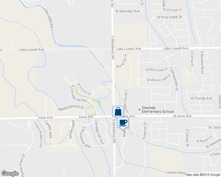 map of restaurants, bars, coffee shops, grocery stores, and more near 1131 South Middleton Road in Nampa